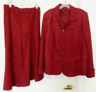 Avenue Midi Skirt Suit Set, soft vegan suede feel-22/24, burnt red NICE!