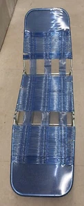 Vintage Aluminum Tri Folding Vinyl Tube Chaise Lounge Lawn Chair Clear Blue #445 - Picture 1 of 9