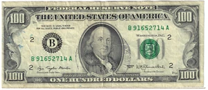 1977 100$ FRN - small portrait - ATM/WMB B91652714A - Rare - #17230 - Picture 1 of 2