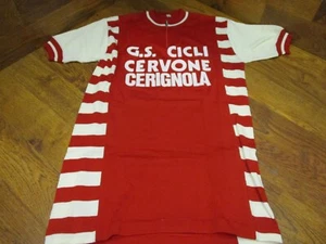 VINTAGE GS CICLI CERVONE CERIGNOLA by SANTINI 1/4 ZIP RADTRIKOT - WEISS ROT - Bild 1 von 7