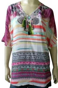 SEVEN SISTERS ladies size Small top multi colour shirt blouse - Picture 1 of 7