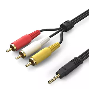 Cable Premium 2,5 mm AUXILIAR directo a 3RCA M/M AV estéreo audio video cable adaptador - Imagen 1 de 10