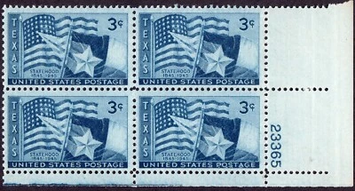 Scott #938 Texas Plate Block of 4 Stamps - MNH P#23365 - Image 1 of 2