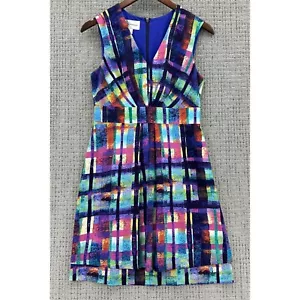 Donna Morgan Dress Womens Size 4 Multicolor Sleeveless Abstract Pleated - Picture 1 of 10
