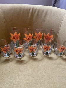 (9) Cerve Italy Lulium Flower Drinking Glasses Tumblers 12oz. Low Ball Rocks - Picture 1 of 8