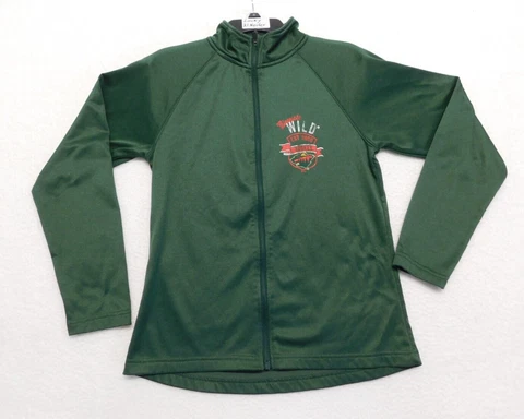 MN Wild Zip Sweater Womens Large 12-14 Green NHL Sweatshirt full Zip Cover