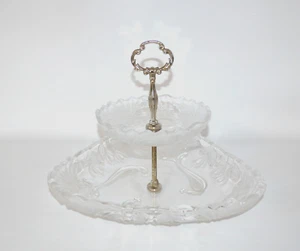 3 Tier Frosted Crystal Glass Tidbit Server Tray - Imagen 1 de 22