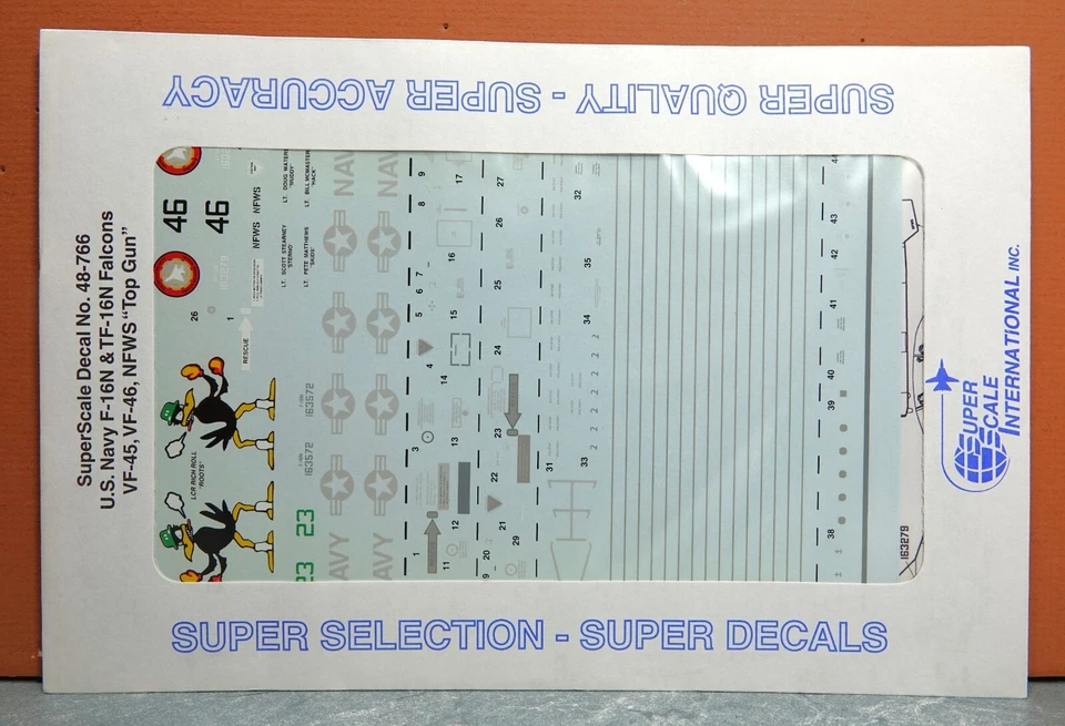 1/48 SUPERESCALA MARINA DE EE. UU. F-16N y TF-16N FALCONS VF-45, VF-46, NFWS CALCOMANÍA TOP GUN Foto 1 de 1