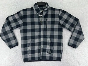 Quiksilver Jacket Youth Large Gray Plaid Full Zip 100% Polyester Plaid Pockets - Picture 1 of 16