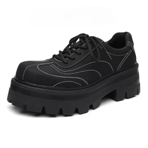 Scarpe derby uomo stringate punta tonda suola spessa plateau tacco medio eleganti formali TG. - Foto 1 di 20