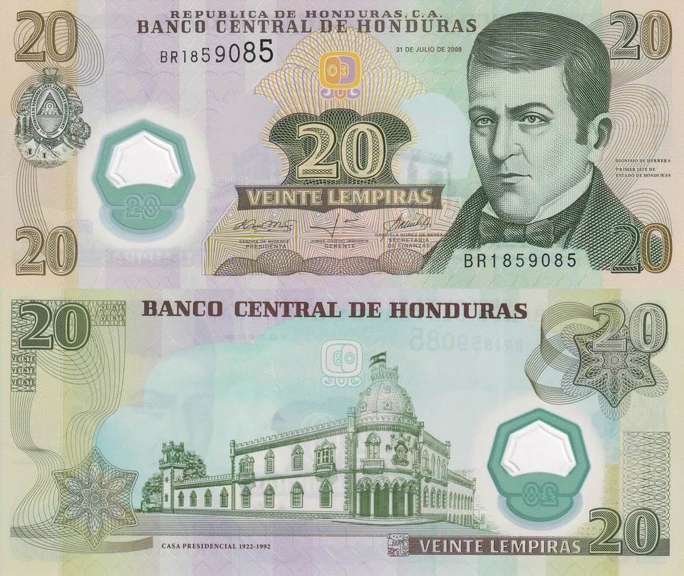 Honduras 20 Lempiras 2008 P 95 Polymer UNC - Image 1 of 1