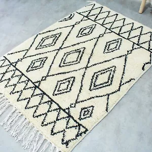 Morocco Handmade Soft Wool Moroccan Rug – Thick Beni Ourain Berber Tribal Carpet - Picture 1 of 9