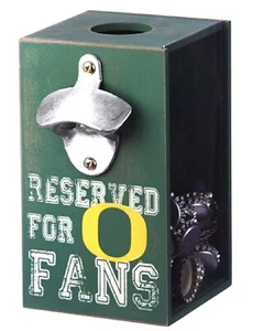 Oregon Ducks Bottle Opener Cap Caddy Rustic Wood By Evergreen 7.25”T NCAA - Picture 1 of 4