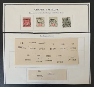GREAT BRITAIN KEVII Fournier Forgery - 2 part original album page - Overprints - Picture 1 of 4