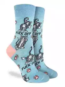 F@*% Off Cats Women's Crew Socks Size 9-11 Good Luck Novelty Fashion New - Picture 1 of 1