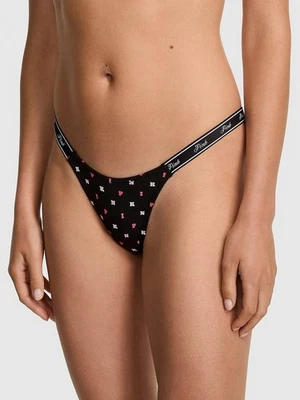Victoria's Secret PINK - M Logo Cotton Micro Thong Panty - Black Letters Medium - Image 1 of 3