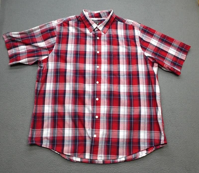 George Shirt Men Size 2XL Blue Red Plaid Short Sleeve Collared Casual Button Up - Image 1 of 4