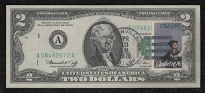 1976 Two Dollar Federal Reserve Note $2 Bill First Day of Issue w Stamp "Mint" - Picture 1 of 2
