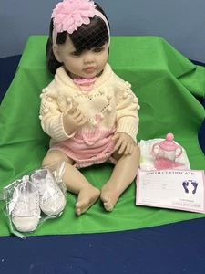 22 Zoll Ganzkörper Vinyl Reborn Baby Puppe lange Haare Mädchen waschbar Kleinkind Handarbeit - Bild 1 von 10