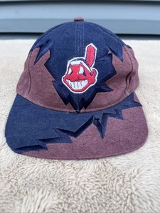 Cleveland Indians Hat Shockwave Jagged Edge Vntg Chief Wahoo Drew Pearson 90s - Picture 1 of 13