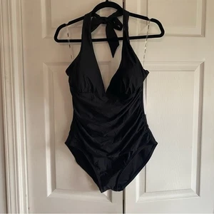 DKNY halter top black one-piece swimsuit black XL - Picture 1 of 3