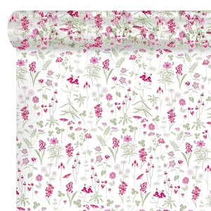 Cello Roll Clear with Fern Meadow Flower Leaf Pattern 80cm x 100m Fuchsia Pink - Picture 1 of 1