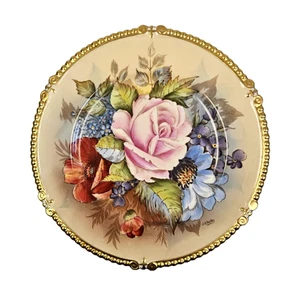 ATEMBERAUBENDE Aynsley signierte J A Bailey Cabbage Rose 10 1/2" Kabinettplatte Goldrand - Bild 1 von 14