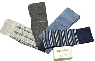 Calvin Klein Para Hombre 4 Pares Calcetines Ligeros Crew Surtidos Gris/Azul Foto 1 de 4