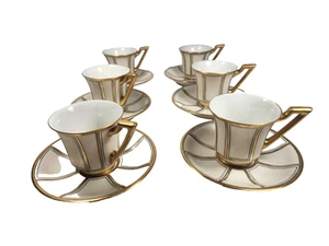 RARE Antique 12-pc. J.P.L. Limoges Demitasse Gold & White Cups France EUC - Picture 1 of 22