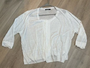 Nic & Zoe offene Damen-Cardigan 3/4-Ärmel Leinenmischung weiß Größe 2X - Bild 1 von 11