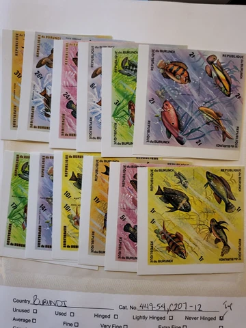 Stamps Burundi 449-554, C207-12 nh imperf Cover