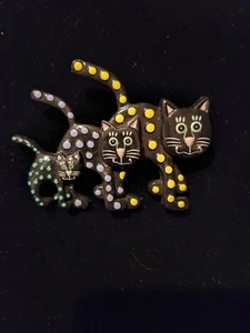 Enamel Spotted Cats Brooch / Pin Pet Animal Casual Office Brooch Pin Gifts 3.25" - Picture 1 of 7