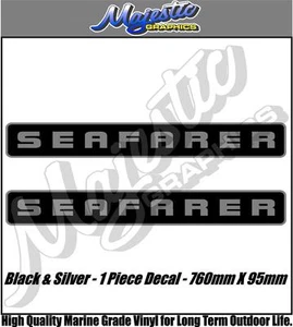 SEAFARER - 760mm x 95mm X 2 - Silver & Black - BOAT DECALS - Bild 1 von 1