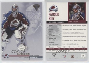 2001-02 Pacific Private Stock Titanium Retail Patrick Roy #36 HOF