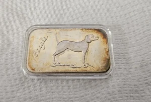THE BEAGLE DOG VINTAGE 1973 1 TROY OUNCE .999 SILVER ART BAR JM-13 #1246/5000 - Picture 1 of 4