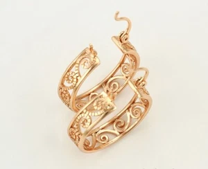 9K Gold Filled Ladies Prom 6 x 20 mm Hoops Earring Xmas Gift Birthday E/560g - Picture 1 of 4