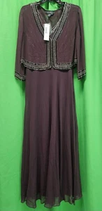 Mujer Petite Chaqueta Cuentas Vestido Vino Multi Talla 14P - Imagen 1 de 22