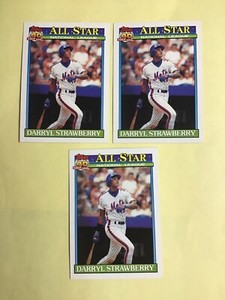 1991 Topps #402 Darryl Strawberry All Star  - 3 Cards LOT  - NM-MINT 2345