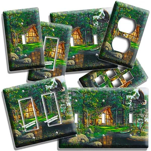 HUNTING CABIN WOODS LAKE BOAT EAGLE LIGHT SWITCH OUTLET WALL PLATE COUNTRY DECOR - Picture 1 of 35