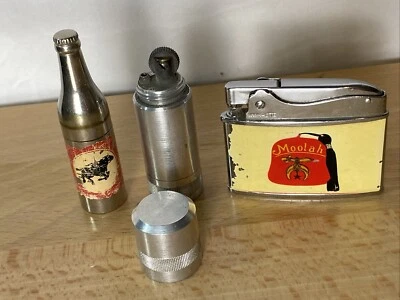 Lot of 3 Vintage Novelty Lighters ~ Bottle, Capsule, Moolah Drum Corps Shriner - Image 1 of 4