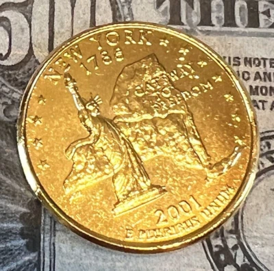 2001 P Washington Quarter - New York - 24 Karat Gold Plated - Image 1 of 2