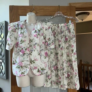 Vintage 80er Blumen Cottagecore Prärie Faltenrock Anzug Lady Carol of New York - Bild 1 von 9