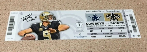VINTAGE & GORGEOUS 2015 NEW ORLEANS SAINTS DALLAS COWBOYS TICKET DREW BREES Cover