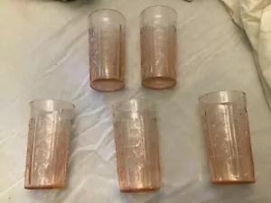 5 Federal Glass SHARON "CABBAGE ROSE" PINK TUMBLER 5 1/4" 12oz. THIN - Picture 1 of 3