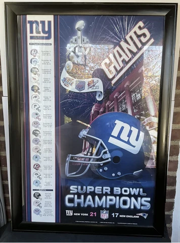 New York Giants SUPER BOWL XLVI Champions Framed Poster 28 X 40 Bar/Man Cave Cover