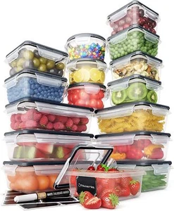32 Piece Sealed Food Storage Container, Stackable Kitchen and Pantry Jars - Picture 1 of 8