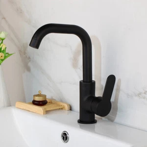 Grifo mezclador de tocador negro mate lavabo lavabo lavabo grifo con orificio de una manija - Imagen 1 de 8