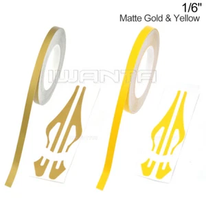 Calcomanía adhesiva de vinilo línea hágalo usted mismo línea de 1/6" 4 mm oro mate y amarillo a rayas - Imagen 1 de 10
