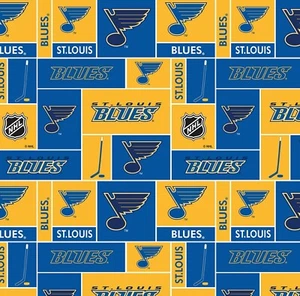 17"L x 45"W NHL Hockey Saint Louis Blues Small Scale Box Cotton Fabric - Picture 1 of 1