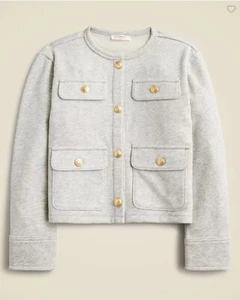 New Crewcuts Girls French Terry Lady Jacket Heather Gray Pocket Long Sleeve Sz 8 - Picture 1 of 3